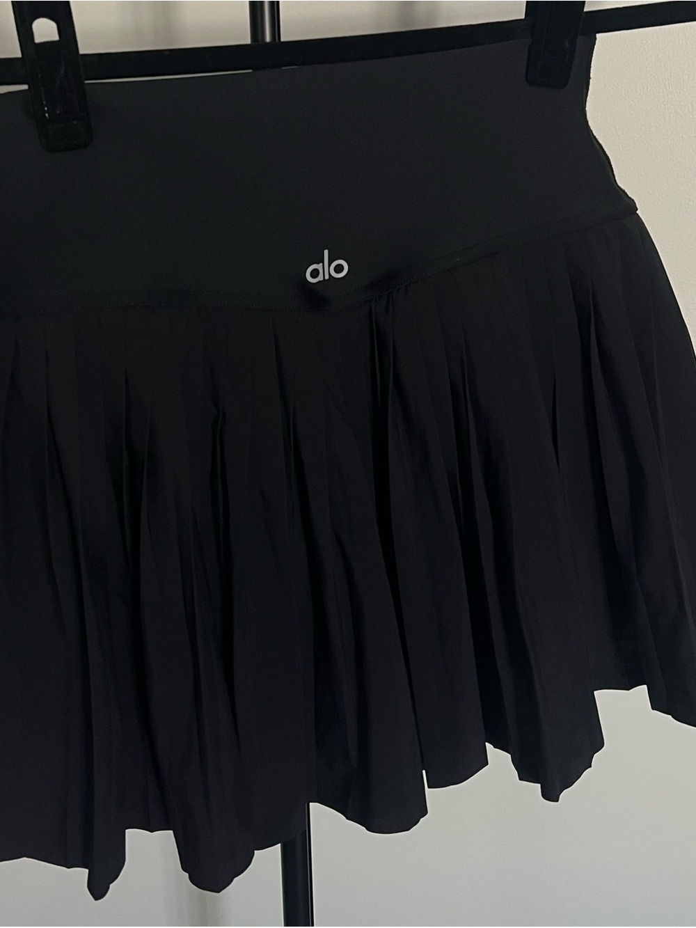 ALO Yoga Black Pleated Skater Skirt